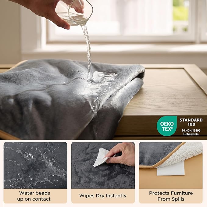 Bedsure Waterproof Dog Blankets for Medium Dogs Washable - Medium Cat Blanket for Couch Protection, Sherpa Fleece Puppy Blanket, Soft Plush Reversible Throw Furniture Protector, 30"X40", Grey
