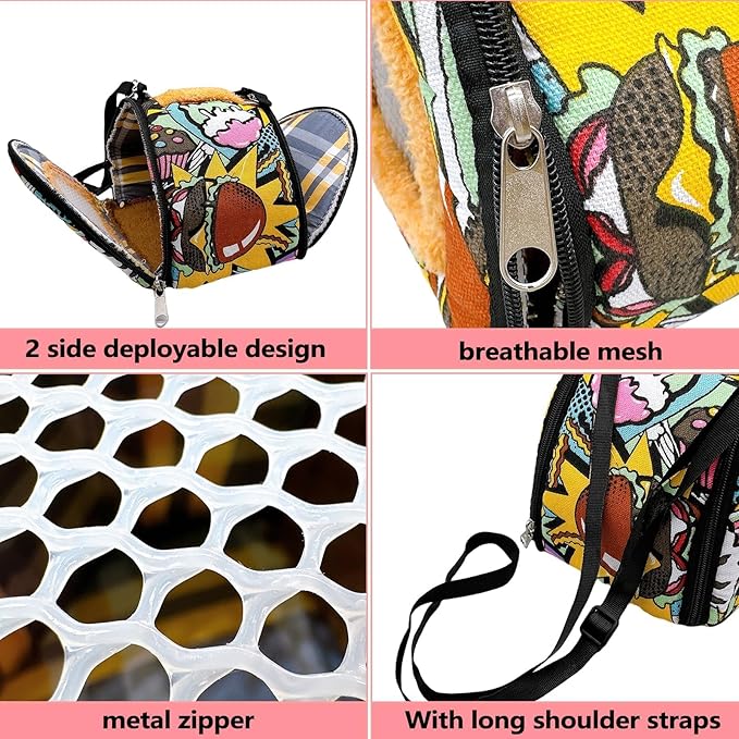 Hamiledyi Hamster Carrier Bag Gerbil Outgoing Travel Pouch Sugar Glider Breathable Carrying Strap with Zipper Suitable for Rat Hamster Mice