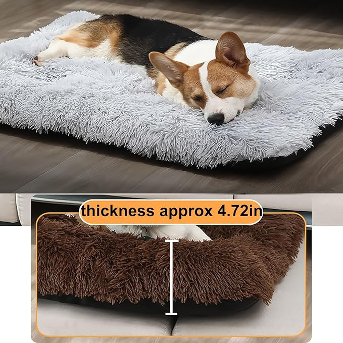 Dog Crate Mat, Dog Bed for Large Dogs, Comfy Fluffy Kennel Pad Anti-Slip for Dog beds & Furniture, Quilted Dog Bed for Pets for Medium/Small Dogs Cats (Color : Gray 2, Size : 16.9x11)