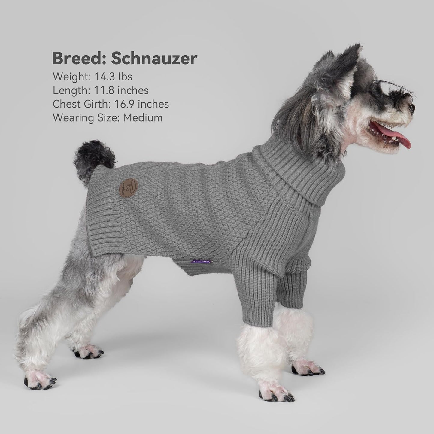 cyeollo 4XL Dog Sweater,Knitwear Pullover Sweaters Turtleneck Fall Winter Dog Clothes Sweaters for Large Dogs Male, Grey XXXXL