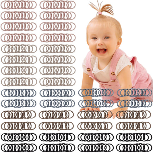 C  Llot 360Pcs Brown Baby Hair Ties, 2Cm In Diameter No Crease Finger Rubber Hair Elastics,Small Thin Hair Ponytail Holders Hair