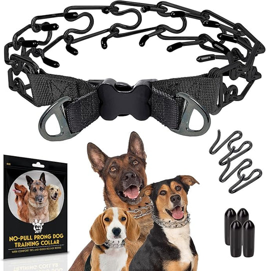 PetJett Prong Collar for Dogs - Adjustable Training Collar No Pull Choke Collar for Dogs, Pinch Collar for Dog, Walking Tool for Small, Medium, or Large Breed - Stainless Steel Metal Choker Chain
