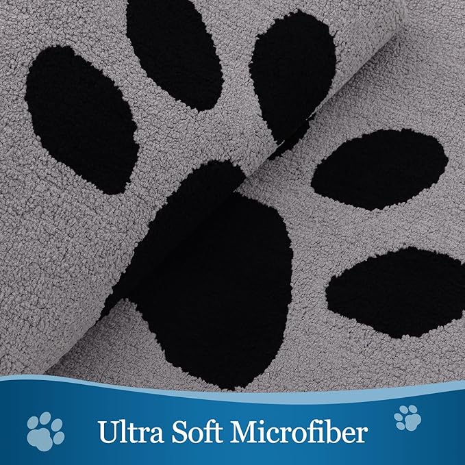Buganda Dog Door Mat for Muddy Paws, Absorbent Dirt Trapper Washable Indoor Doormats, Non Slip Low-Profile Mud Mat for Dogs, Front Entrance Doormat for Inside Floor (47x32 Inches, Grey)