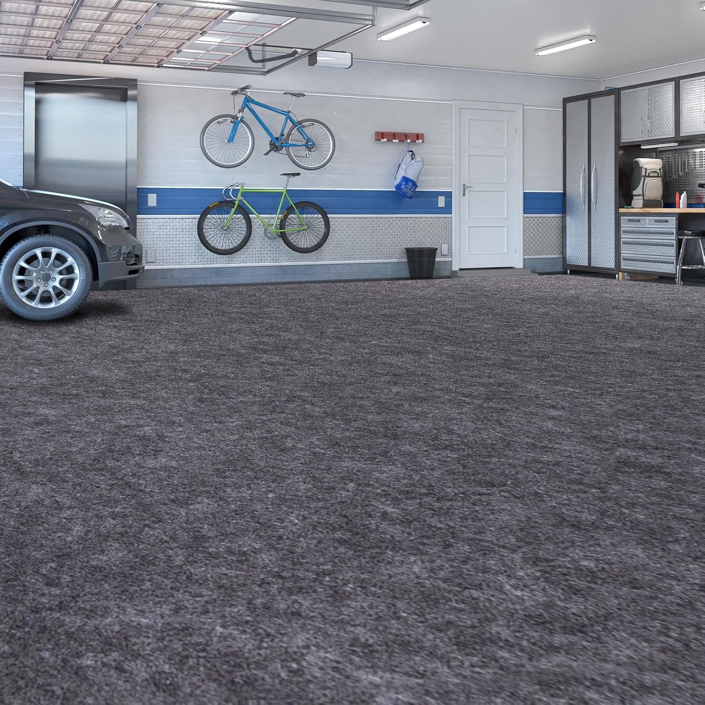 Garage Mats Oversize Garage Floor Paking Mats for Under Car, 7.4 x 17 Ft Non-Slip Gray Garage Flooring Carpets, Absorbent Oil Garage Parking Mat, Waterproof Mats