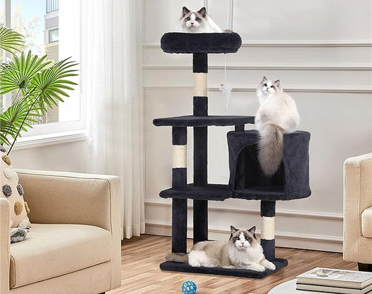 Cat Tree Tower, 36" Small Cat Tower for Indoor Cats with Cat Scratching Post with Bed, Cat Condo, Multi-Level Cat Climbing Tower Cat Trees Cat Furniture Activity Center, Dark Grey