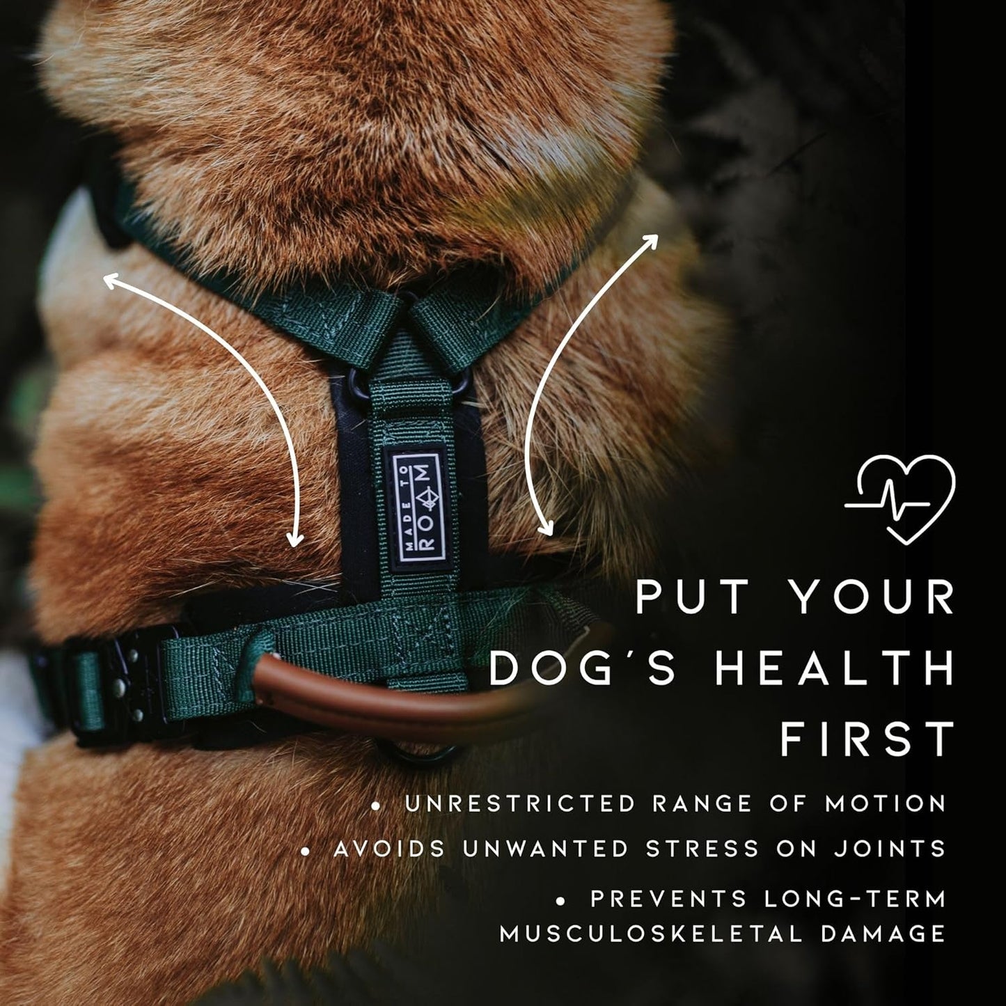 MADE TO ROAM Premium Explorer Harness - Y-Shaped Dog Harness with Adjustable Durable Nylon, Soft Padding, Metal Buckles and Leather Handle for Small, Medium, Large Dogs (Utah Glow, Size 6)
