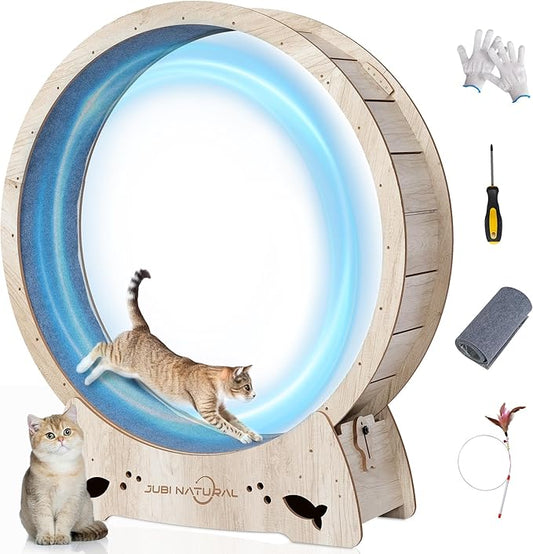 Cat Exercise Wheel, 50" XL Cat Running Wheel for Indoor Cats with Locking Mechanism, Cats Treadmill Wheels with Quiet Carpeted Runway, Cat's Weight Loss and Health