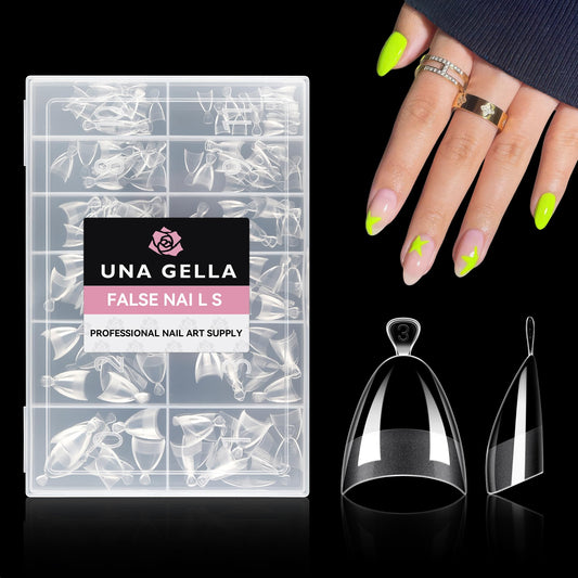 Una Gella Extra Short Almond Nail Tips Half Cover - Soft Gel Short Almond Shape Nail Tips Matte 216Pcs Clear Gelly Almond Gel X