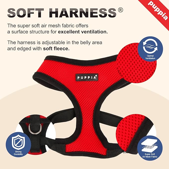 Puppia Soft Dog Harness No Choke Over-The-Head Triple Layered Breathable Mesh Adjustable Chest Belt and Quick-Release Buckle, Camouflage, X-Large