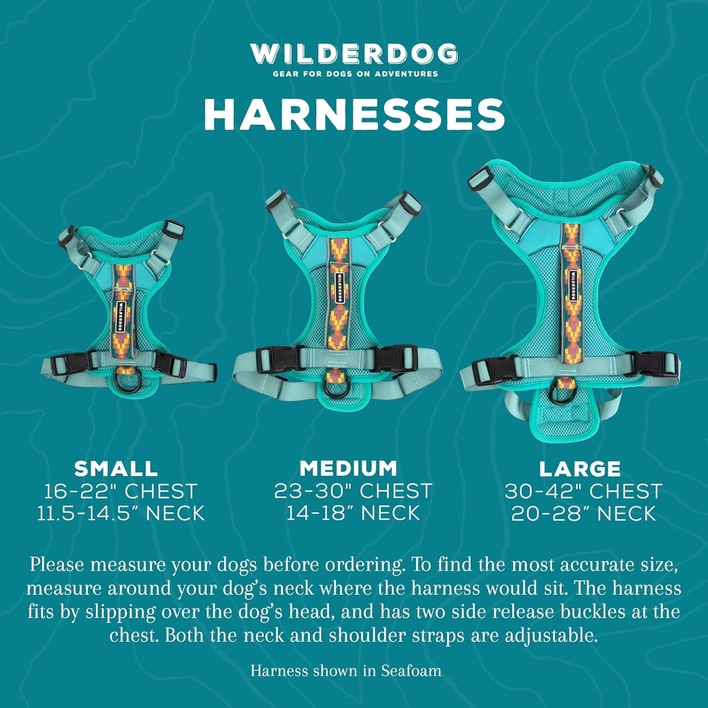 Wilderdog Lightweight Dog Harness with Reflective Straps - Medium - Black