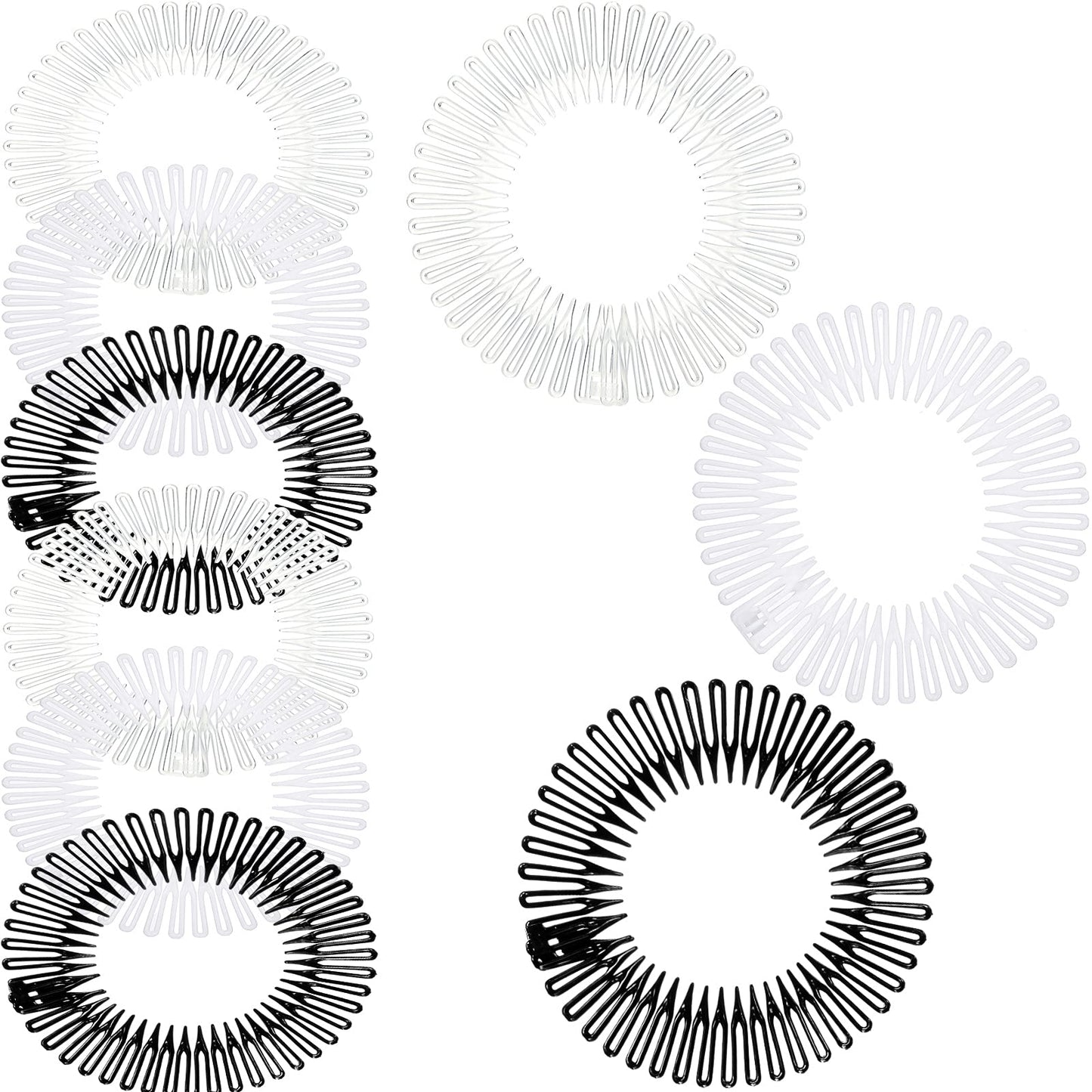 Shappy Hairband, 9 Pieces Full Circular Stretch Comb Flexible Plastic Circle Comb Stretch Hairband Headband Holder For Women Gir