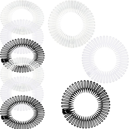 Shappy Hairband, 9 Pieces Full Circular Stretch Comb Flexible Plastic Circle Comb Stretch Hairband Headband Holder For Women Gir