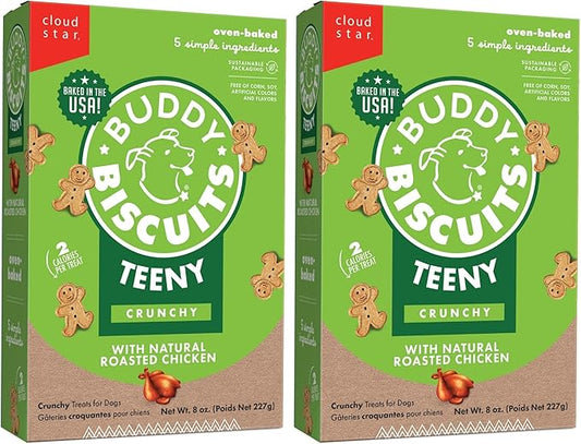 Cloud Star Buddy Biscuits 8 oz. Box Teeny Crunchy Dog Treats Made with Roasted Chicken (Pack of 2)