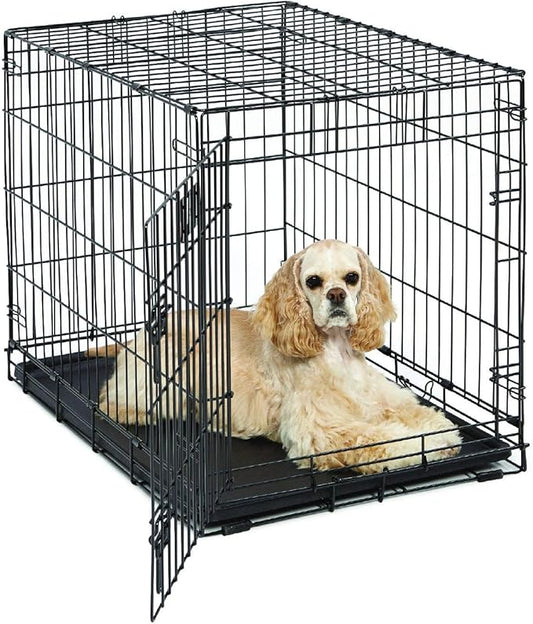 MidWest Homes for Pets 30-Inch LifeStages Crate for Medium Breeds, 21-40 lbs, Single Door Folding Dog Crate with Divider Panel, Leak-Proof Tray & Secure Latch, Heavy-Duty & Easy to Assemble