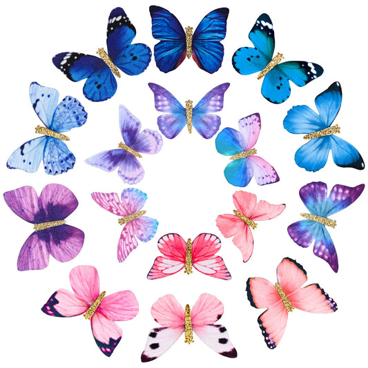 Deeka Butterfly Hair Clips Small Realistic Colorful Handmade 90S Hair Clips Barrette Hair Accessories For Women And Girls -Blue&