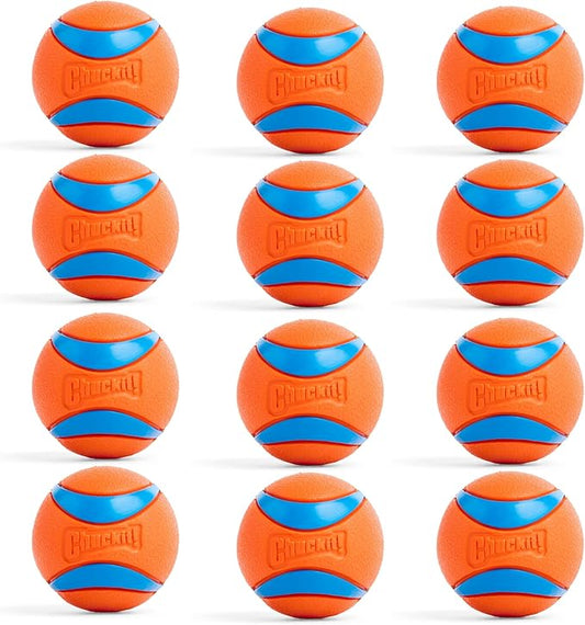 Chuckit! Ultra Ball Dog Toy - Medium Bouncy Fetch Balls for Dogs 20-60 lbs - Made from Durable Rubber - Floating Water Pet Toys - Size Medium - 2.5-inch Diameter -,2 Count (Pack of 6)