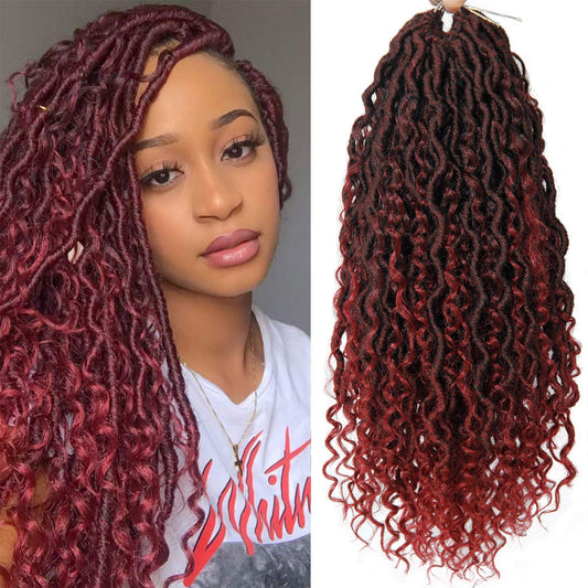 Curly Faux Locs Crochet Hair Goddess Locs Crochet Hair 18Inch Pre Looped Synthetic Deep Curly Hairstyle Hippie Locs Crochet Brai