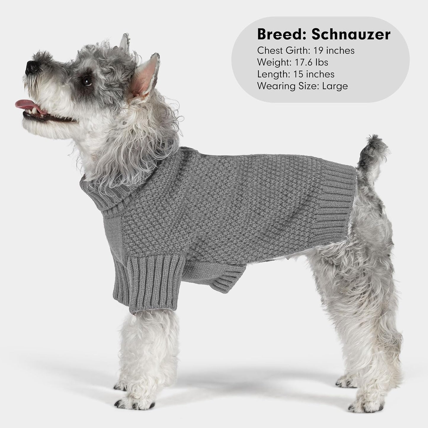 cyeollo Dog Sweater Knitwear Pullover Sweaters with Leash Hole Turtleneck Fall Winter Dog Clothes Sweaters for Large Dogs, Grey XXXL