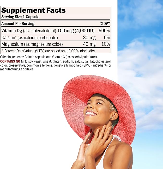 ANDREW LESSMAN Vitamin D3 4000 IU 60 Capsules - High Potency, Essential for Calcium Absorption, Supports Bone Health, Healthy Muscle Function, Immune System, More. Small Easy to Swallow Capsules