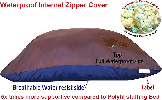 Dogbed4less Memory Foam Dog Bed for Medium Large Dogs with Orthopedic Comfort, Waterproof Liner and Brown Washable Pet Bed Cover 40X35 Pillow