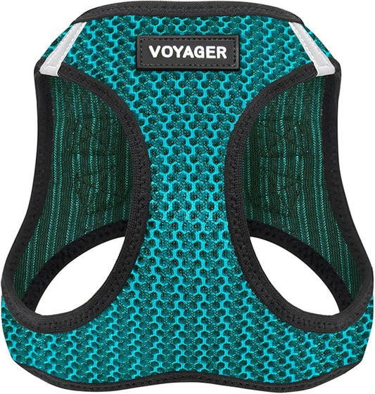 Best Pet Supplies - All Weather Mesh/Plush, Reflective, No Pull Harness for Small, Medium Dogs, Cats - Secure with Hook & Loop Fastener, Buckle, Double D-Rings - Turquoise 2-Tone, M