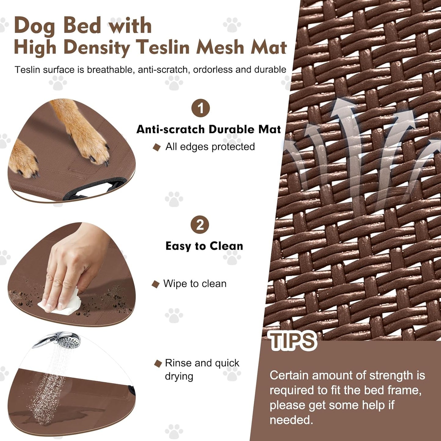 Upgraded Elevated Dog Bed with Canopy, Portable Raised Outdoor Dog Bed with Stable Anti-Slip Feet, Wider Shade Pet Bed Cot, Raised Dog Beds for Large Dogs Camping, Indoor & Outdoor Use