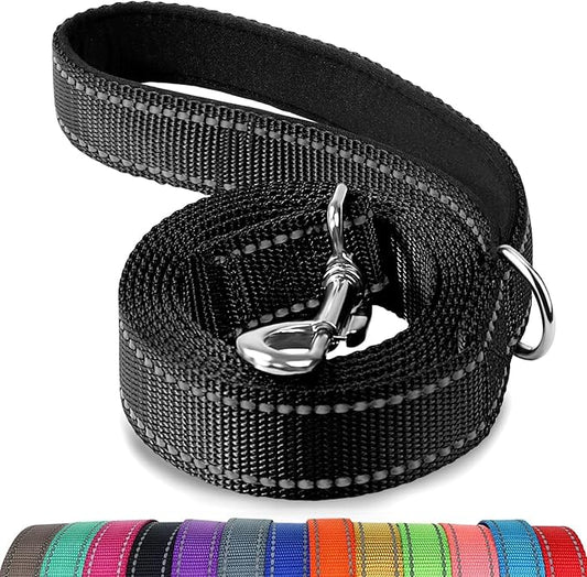 Joytale Dog Leash, 4 FT Double-Sided Reflective, Padded Handle Nylon Heavy Duty Leashes for Medium & Large Dogs Walking, Black