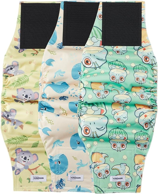 Washable Male Dog Diapers Reusable, Premium Belly Bands for Male Dogs, Pack of 3, High Absorbing Extra Small Male Dog Pee Wraps for Doggie in Incontinence or Excitable Urination and Training(XS)