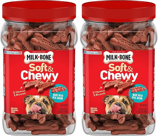 Milk-Bone Soft & Chewy Dog Treats Made with Real Bacon, 25 Ounce, (Pack of 2)