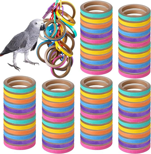 60 Pcs Bagels Bird Toys Bulk for Parrots Durable Cardboard Core Bird Toy Chewing Shredding Foraging Play Foot 2.5'' for Small and Medium Parrot Mini Macaws African Grey Cockatoos
