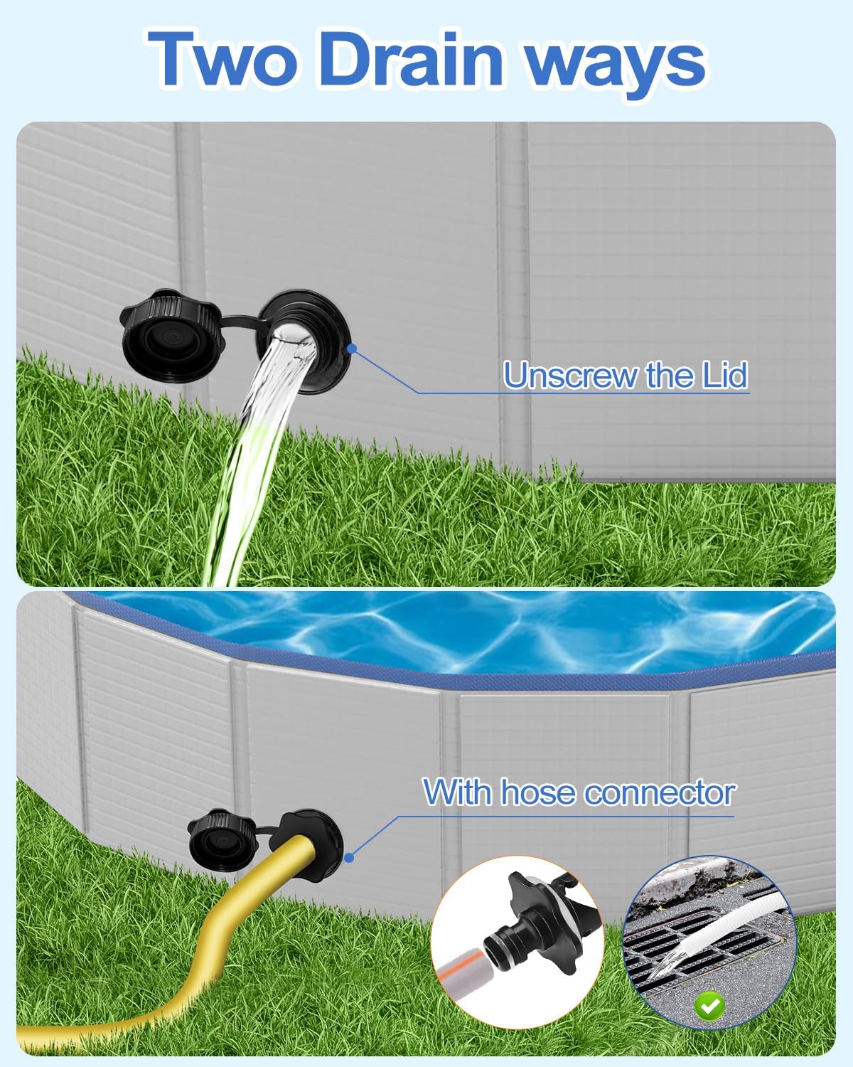 Dog Pool for Large Dogs, Foldable Plastic Pool for Dogs Slip-Resistant (XL - 71'' x 12'')