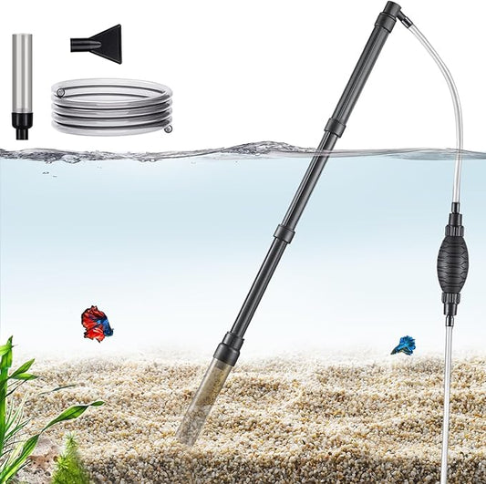Carefree Fish Aquarium Gravel Vacuum Sand Cleaner with 6Ft Pipe Fish Tank Water Changer Adjustable Length ABS(for 5~20Gal Tank)