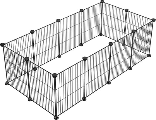 DIY Small Animal Playpen, Pet Playpen, Guinea Pig Cages, Rabbit Playpen, Dog Puppy Playpen, Indoor Metal Wire Yard Fence, 15 X 12 Inch, 12 Panels, Black