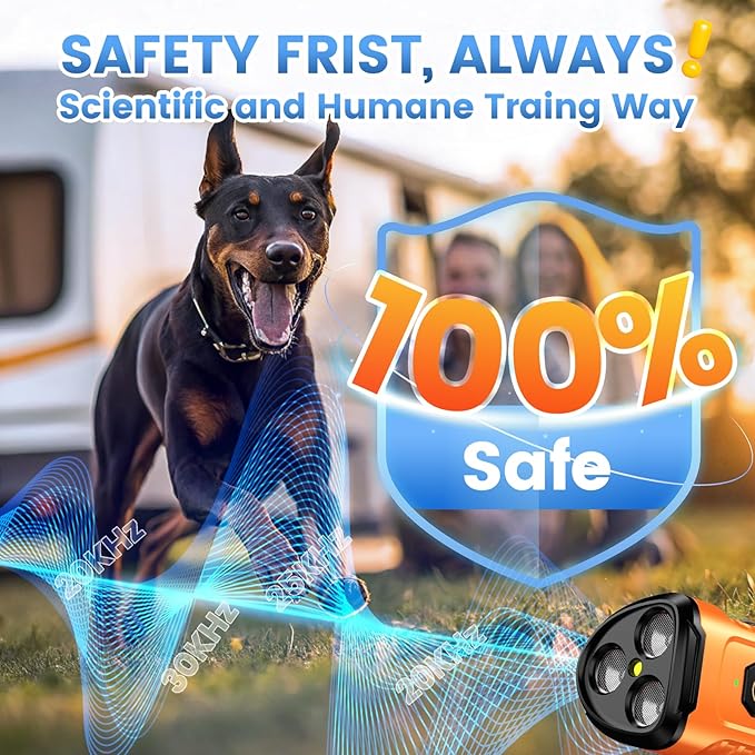 Dog Bark Deterrent Device 3X Anti Barking Device for Dogs, 5 Modes Stop Neighbors Dog Barks No More Safe for All Dogs 50FT Bark Control Indoor Outdoor with Flashlight,Dog Training Device