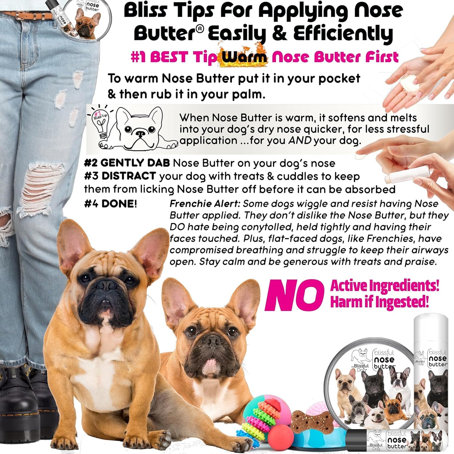 The Blissful Dog Blue French Bulldog Unscented Nose Butter - Dog Nose Butter, 4 Ounce
