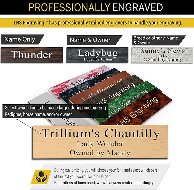 Personalized Horse Stall Name Plates, 2x10 Horse Stall Signs with Adhesive, All Weather UV Protected, Red Plastic White Letters - Made in USA - B7