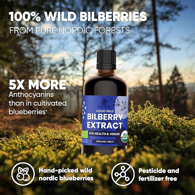 Father's Day Gift for Grandpa - USDA Organic Wild Bilberry Extract Bundle 2x3.4oz Liquid Extract + Raspberry Powder 3.5oz - Wellness Gift for Eyes & Superfood Extract