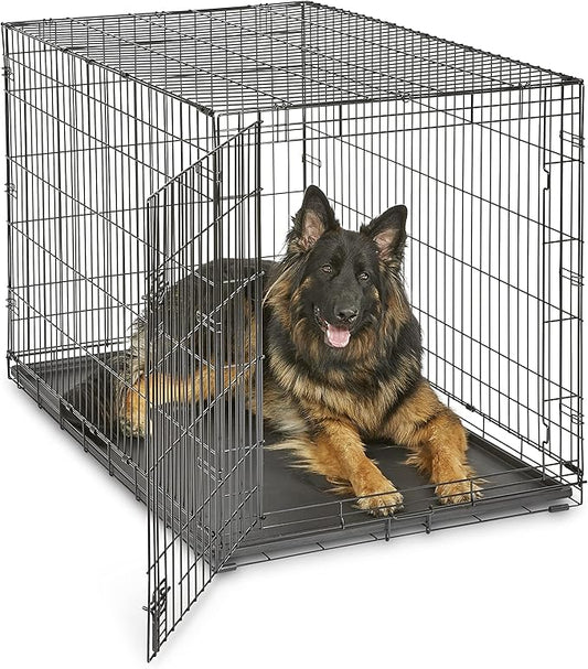 Midwest Homes for Pets 48-Inch New World Crate for Extra-Large Breeds, 90-110 lbs, Single Door Folding Dog Crate, Leak-Proof Tray & Secure Latch, Portable, Durable & Easy to Assemble