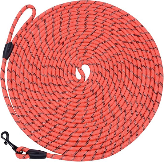 Long Dog Leash for Training 15Ft-Reflective Nylon Rope with Swivel Hook-Recall Agility Lead for Large Small Medium Dogs Outside Walking Hiking-Orange