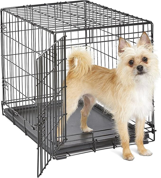 Midwest Homes for Pets 24-Inch New World Crate for Small Breeds, 12-20 lbs, Single Door Folding Dog Crate, Leak-Proof Tray & Secure Latch, Portable, Durable & Easy to Assemble