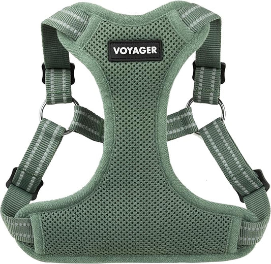 Best Pet Supplies Voyager Adjustable Step-in Flex Breathable Mesh Dog Harness for Small Medium Large Dogs Moss Green, XS