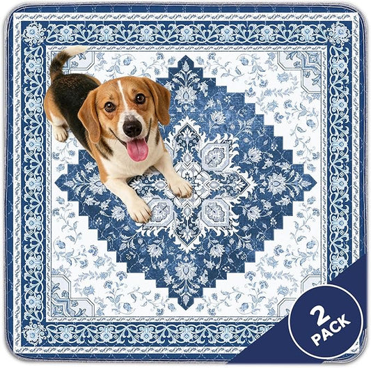INVENHO 2PACK Washable Pee Pads for Dogs, Reusable Dog Pads Upgrade Non-Slip Dog Pee Pads Heavy Absorbency Puppy Pee Pads Quick Dry Whelping Pads/Waterproof Puppy Training Pad
