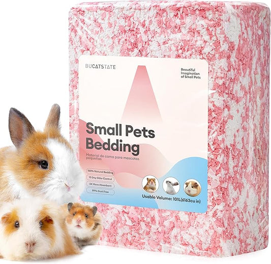 BUCATSTATE Hamster Bedding 101L, 99% Dust-Free Guinea Pig Bedding Odor Control Paper Bedding, Cozy Small Animal Bedding for Rabbit Rat Syrian Dwarf Hamsters Gerbils (Pink)