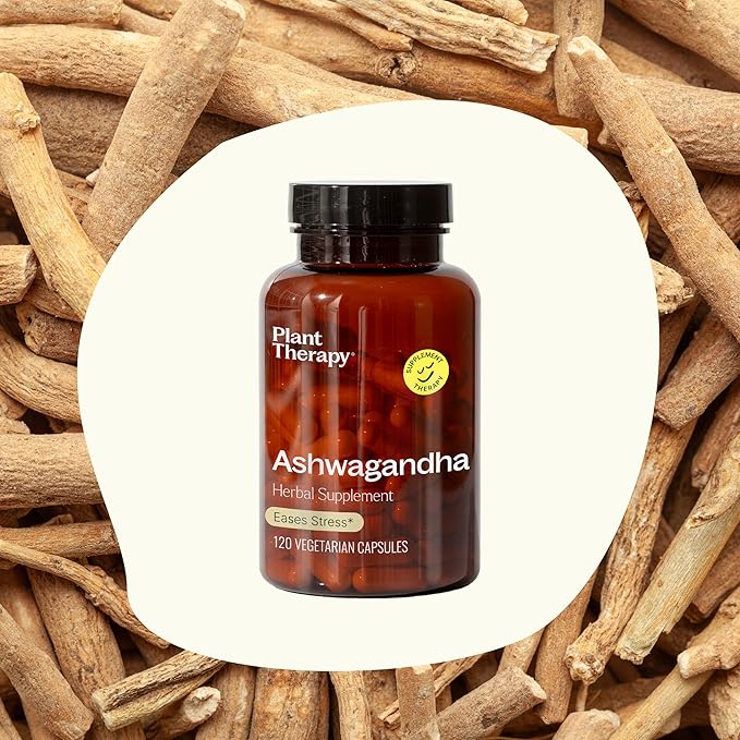 Plant Therapy Ashwagandha Herbal Supplement Capsules, Adaptogenic Herb Feel Relaxed & Find Balance, Potent Extract in Vegetarian Capsule, 120 Vegetarian Capsules (4 Month Supply), Made in The USA