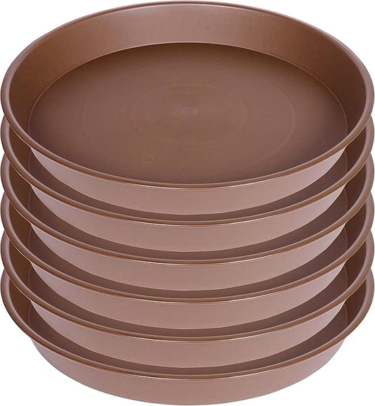 6 Pack of 7 inch Plant Saucer, Heavy Duty Plastic Plant Water Tray 7 inch Round, Flower Plant Saucers for Indoors No Holes, Plant Dishes Saucer for Planter 7"/8" (7", Chocolate)