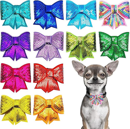 PET SHOW Small Dog Collar Charms Bowties for Cats Rabbits Slide on Puppies Medium Dog Collars Attachment Flower Bows Pet Bowknot Valentines Grooming Costumes Accessories