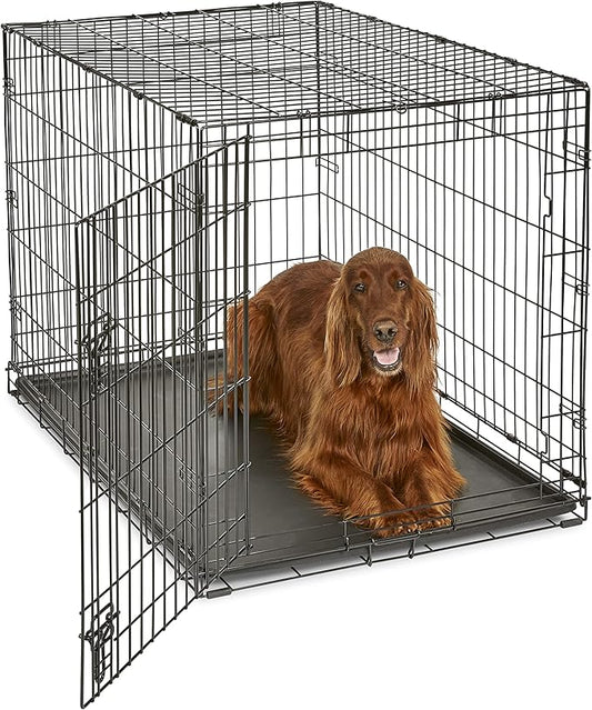Midwest Homes for Pets 42-Inch New World Crate for Large Breeds, 71-90 lbs, Single Door Folding Dog Crate, Leak-Proof Tray & Secure Latch, Portable, Durable & Easy to Assemble