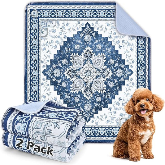 INVENHO 2PACK Washable Pee Pads for Dogs, Reusable Dog Pads Upgrade Non-Slip Dog Pee Pads Heavy Absorbency Puppy Pee Pads Quick Dry Whelping Pads/Waterproof Puppy Training Pad