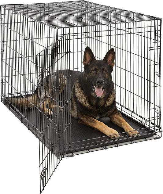 MidWest Homes for Pets 48-Inch LifeStages Crate for Extra-Large Breeds, 90-110 lbs, Single Door Folding Dog Crate with Divider Panel, Leak-Proof Tray & Secure Latch, Heavy-Duty & Easy to Assemble