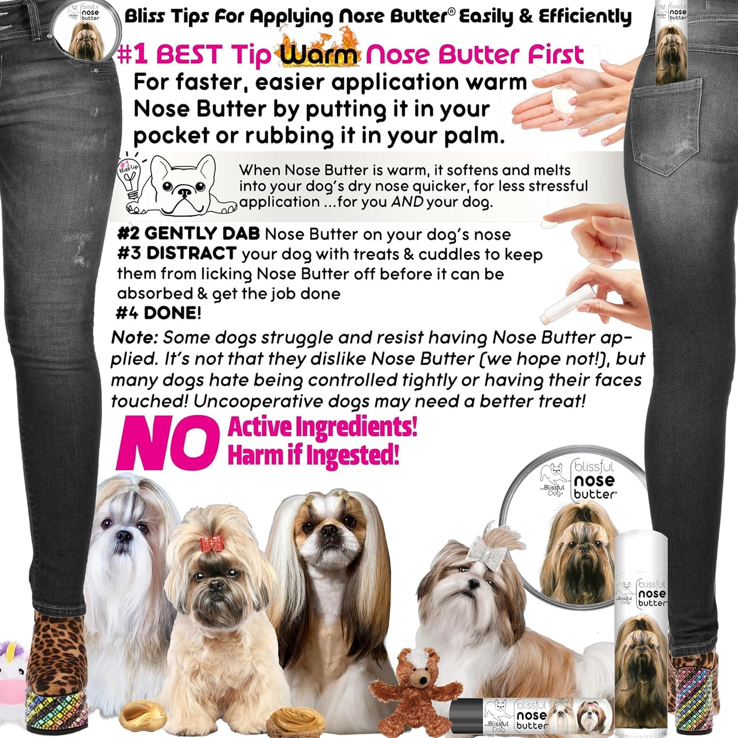 The Blissful Dog Shih Tzu Unscented Nose Butter - Dog Nose Butter, 8 Ounce